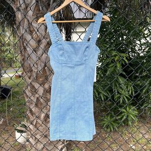 Urban Outfitters Golden Hour Structured Denim Mini Dress Blue Size Medium Womens